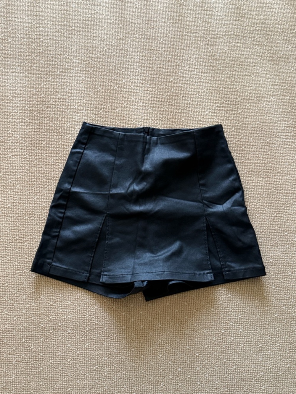 Black Faux Leather Mini Skort XS/S